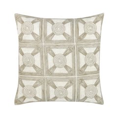 Baia 20" Embroidered Belgian Linen Fabric Natural Throw Pillow
