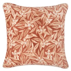 Lamia 22" Cotton Velvet Fabric Botanical Clay Throw Pillow