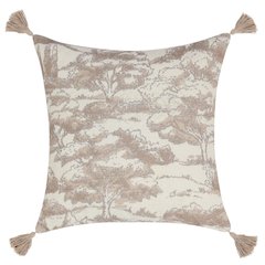 Stonework 22" Cotton Linen Blend Throw Pillow, Beige