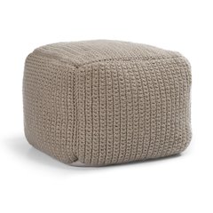 Prism 18" Wide Handwoven Square Pouf, Natural