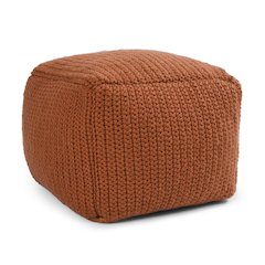 Prism 18" Wide Handwoven Square Pouf, Terra Cotta