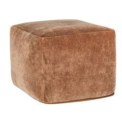 Heirloom 18" Velvet Fabric Orange Rust Floor Cushion Pouf