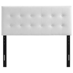 Vinyl-Upholstered King Headboard Only with Padded Panel, Stand-Alone, White