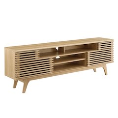 Wooden Brown TV Stand with Spacious Storage and Modern Design