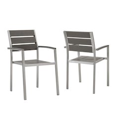 Aluminum Outdoor Patio Dining Armchairs Set Of 2 With Armrests