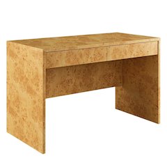 Burl Wood Desk with Two Drawers and Spacious Surface for Home Office