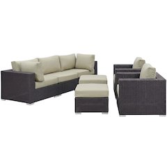 7 Piece Outdoor Patio Sectional Set With Cushions And Armrest Comfort