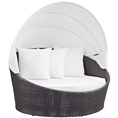 Outdoor Patio Daybed With Backrest And Weather-Resistant Frame