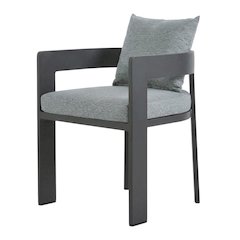 Aluminum Outdoor Dining Chair With Cushioned Seat And Elegant Design