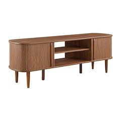 Brown wood TV stand with sleek design and sturdy construction
