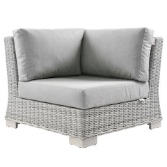 Outdoor Patio Wicker Rattan Corner Chair With Cushioned Seating