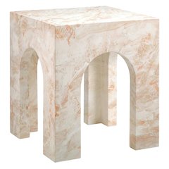Outdoor patio arched concrete side table, sturdy design, for various spaces