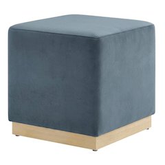 Square Upholstered Ottoman In Performance Velvet With Modern Design