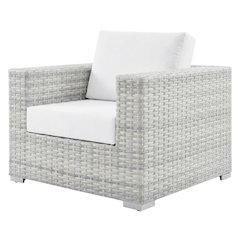 Outdoor Patio Armchair With Cushioned Seat And Armrests