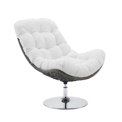 Wicker Rattan Outdoor Lounge Swivel Chair With Cushioned Seat