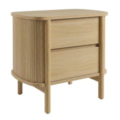 Nightstand with Modern Design and Compact Storage in Brown Finish