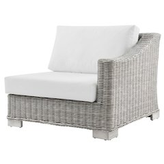 Outdoor Patio Wicker Rattan Left-Arm Chair With Cushioned Backrest