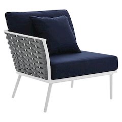 Aluminum Left-Facing Patio Lounge Chair With Cushioned Seat