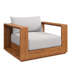 Outdoor Patio Acacia Wood Chair With Armrests And Comfortable Backrest