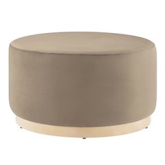 Velvet Upholstered Ottoman With 29-Inch Round Top And Stylish Design