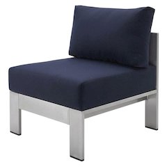 Aluminum Fabric Outdoor Lounge Chair With Armless Design And Cushioned Seat