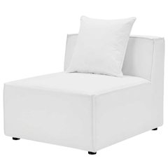 Armless Outdoor Patio Upholstered Sectional Sofa With Cushioned Seat
