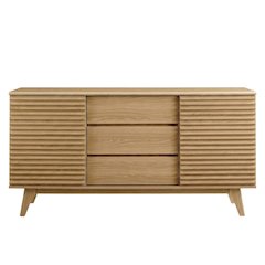 Wooden Sideboard Buffet Cabinet with Storage for Dining Room, Oak