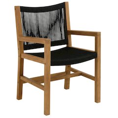 3-Piece Outdoor Patio Teak And Rope Armchair Set With Folding Side Table