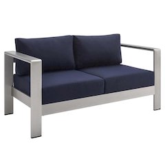 Aluminum Outdoor Loveseat with Fabric Cushions for Patio Comfort