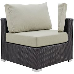 Outdoor Patio Armless Lounge Chair With Back And Seat Cushions