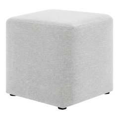 Square Woven Fabric Ottoman With Cushioned Top For Outdoor Seating