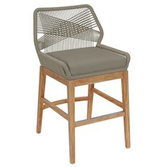 Teak, Rope Outdoor Counter Stool, Weather-Resistant Material, Patio Use
