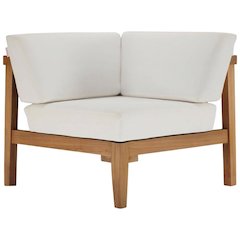 Outdoor Patio Teak Wood Corner Chair With Comfortable Backrest