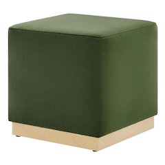 Performance Velvet Upholstered Ottoman With Square Design And Compact Size