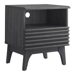 Nightstand in Gray Tone with Contemporary Design, Sturdy Base, Sleek Finish
