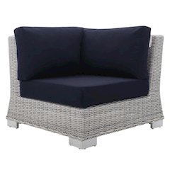 Outdoor Patio Wicker Rattan Corner Chair In Stylish Design For Lounge Seating