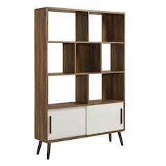 Wooden Bookcase with Sliding Doors for Living Room Storage