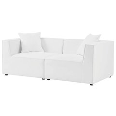 Outdoor Patio Upholstered Sectional Sofa Loveseat With Armrests