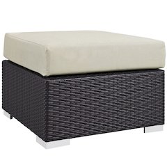 Convene Outdoor Patio Fabric Square Ottoman