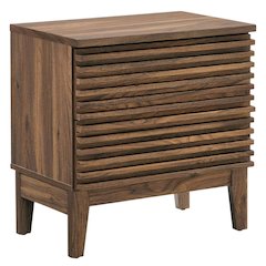 Two-Drawer Nightstand in Brown Finish with Sturdy Construction