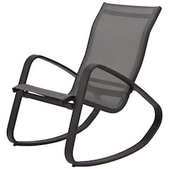 Outdoor Patio Sling Lounge Chair With Armrests And Cushioned Seat