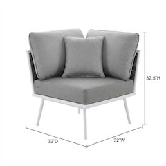 Outdoor Lounge Corner Chair With Aluminum Frame And Cushioned Seat