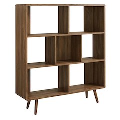 Wood Grain Bookcase with 7 Shelves for Living Room Storage