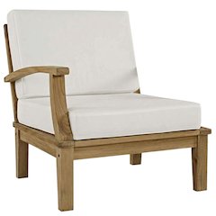 Outdoor Teak Right-Facing Sofa With Cushions And Durable Frame
