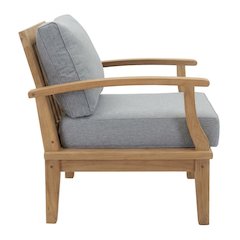 Outdoor Teak Armchair For Patio Lounge With Cushioned Seating