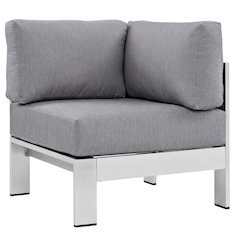 Aluminum Corner Sofa For Outdoor Patio With Backrest And Cushions