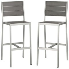 Outdoor Patio Aluminum Armless Bar Stool Set Of 2 With Durable Frame