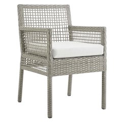 Outdoor Patio Rattan Wicker Dining Armchair With Cushioned Seat