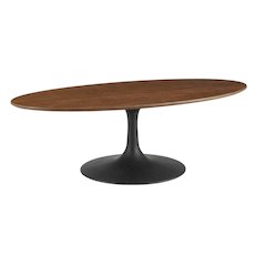 Oval wood coffee table with set of two, sleek design, modern style