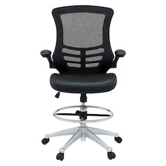 Vinyl Drafting Chair with Armrests and Adjustable Height for Office Use